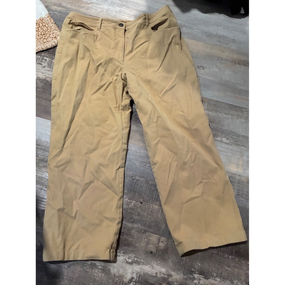 Peck & Peck Weekend Tan Chino Pants Womens 12 Khaki Cotton Stretch Straight Leg